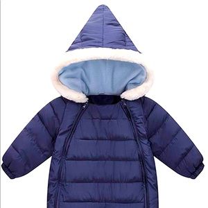 Baby Winter Hooded Jumpsuit Double Zipper Romper Warm Outerwear